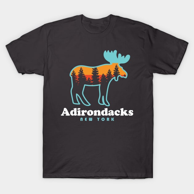 Adirondacks New York Moose T-Shirt by PodDesignShop